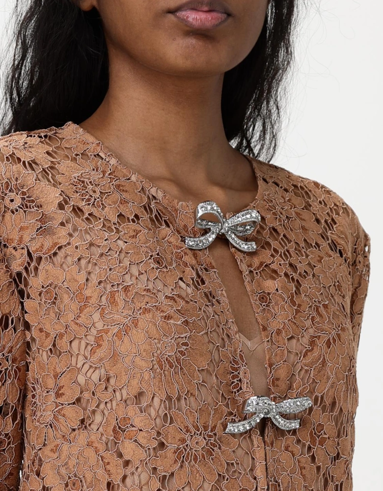 Lace Mini Dress Bow Detail