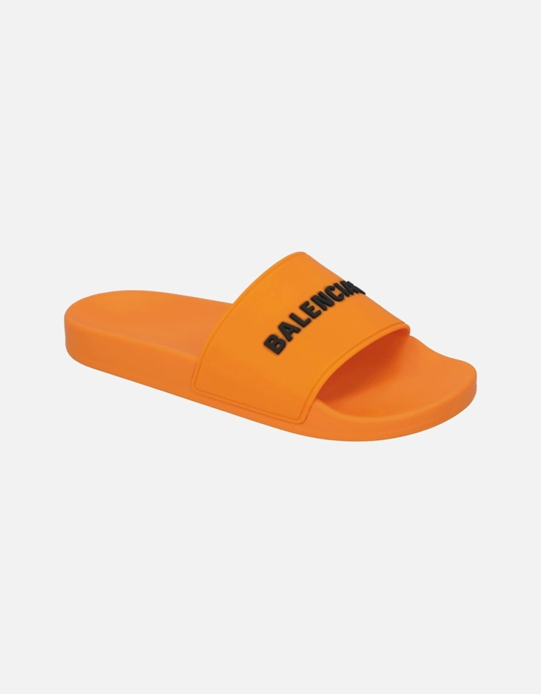 Matte Orange Rubber Sole Logo Pool Slide