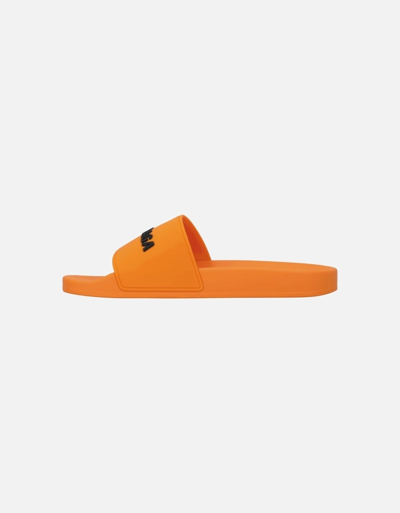 Matte Orange Rubber Sole Logo Pool Slide
