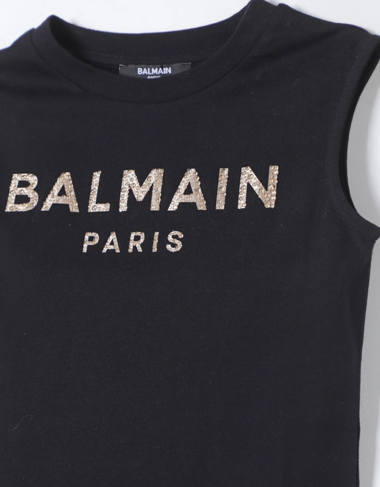 Sleeveless Embellished Logo Tee