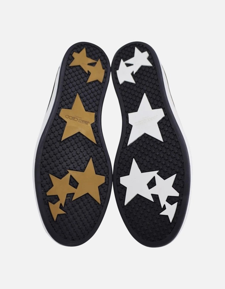 Glitter-Paneled Black Suede Sneakers by Jimmy Choo