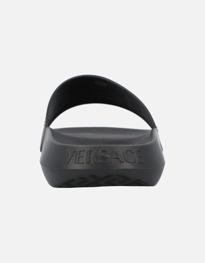Black Rubber Slide Sandals