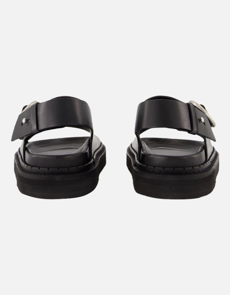 Leather Buckle Sandals Flat
