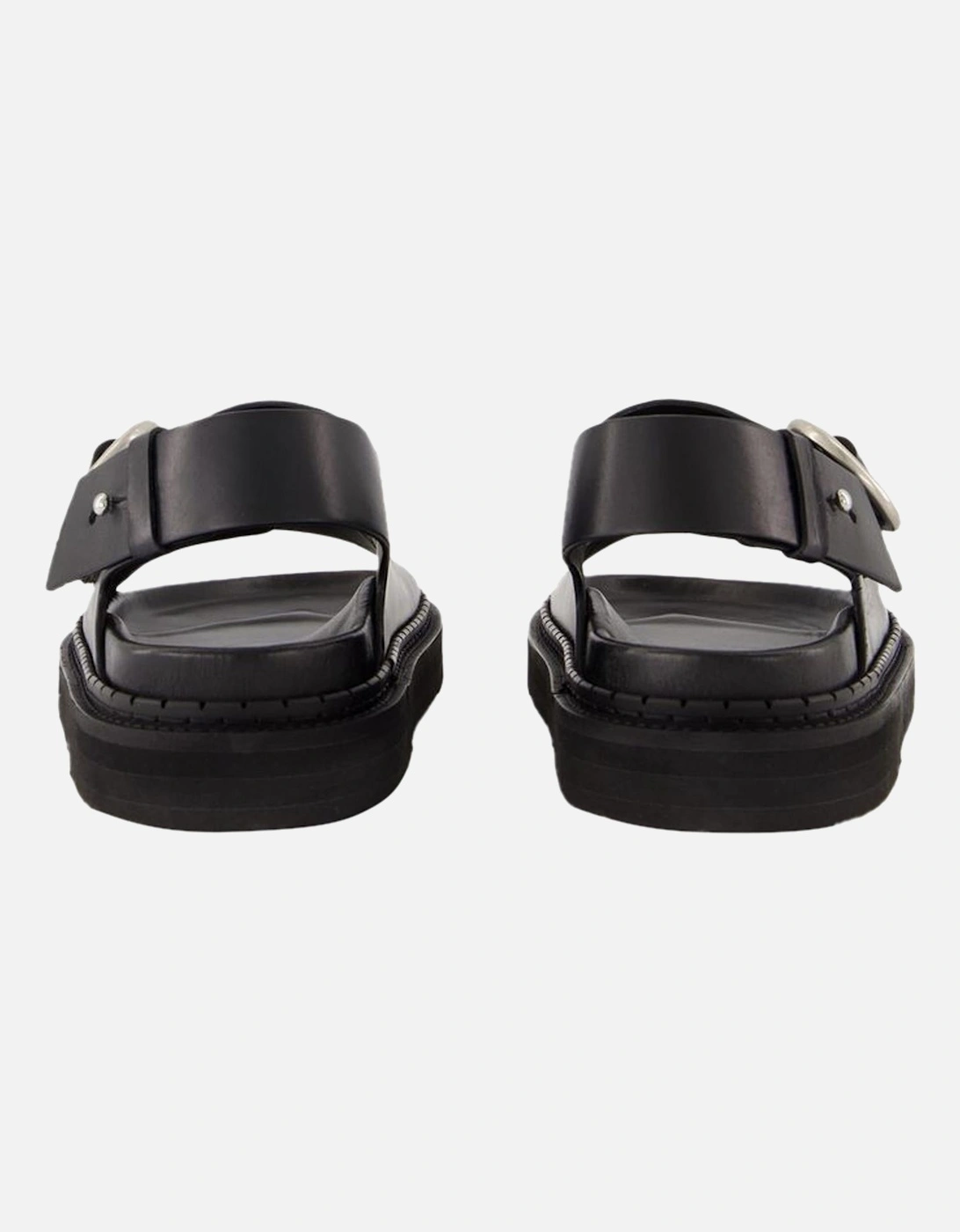 Leather Buckle Sandals Flat