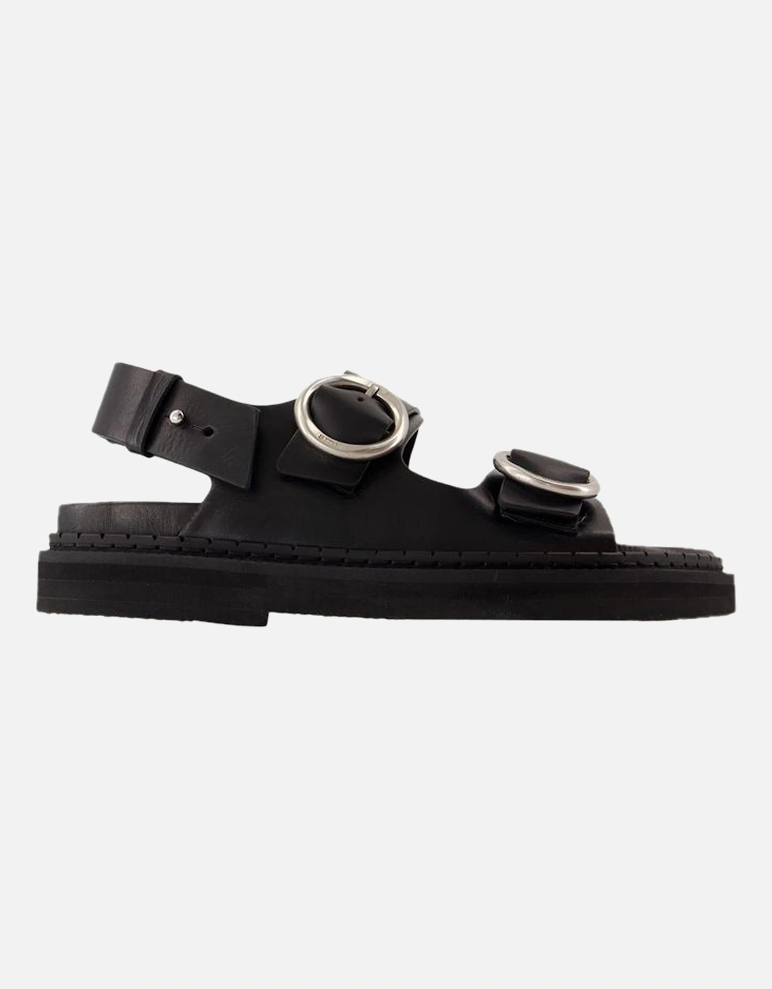Leather Buckle Sandals Flat, 5 of 4