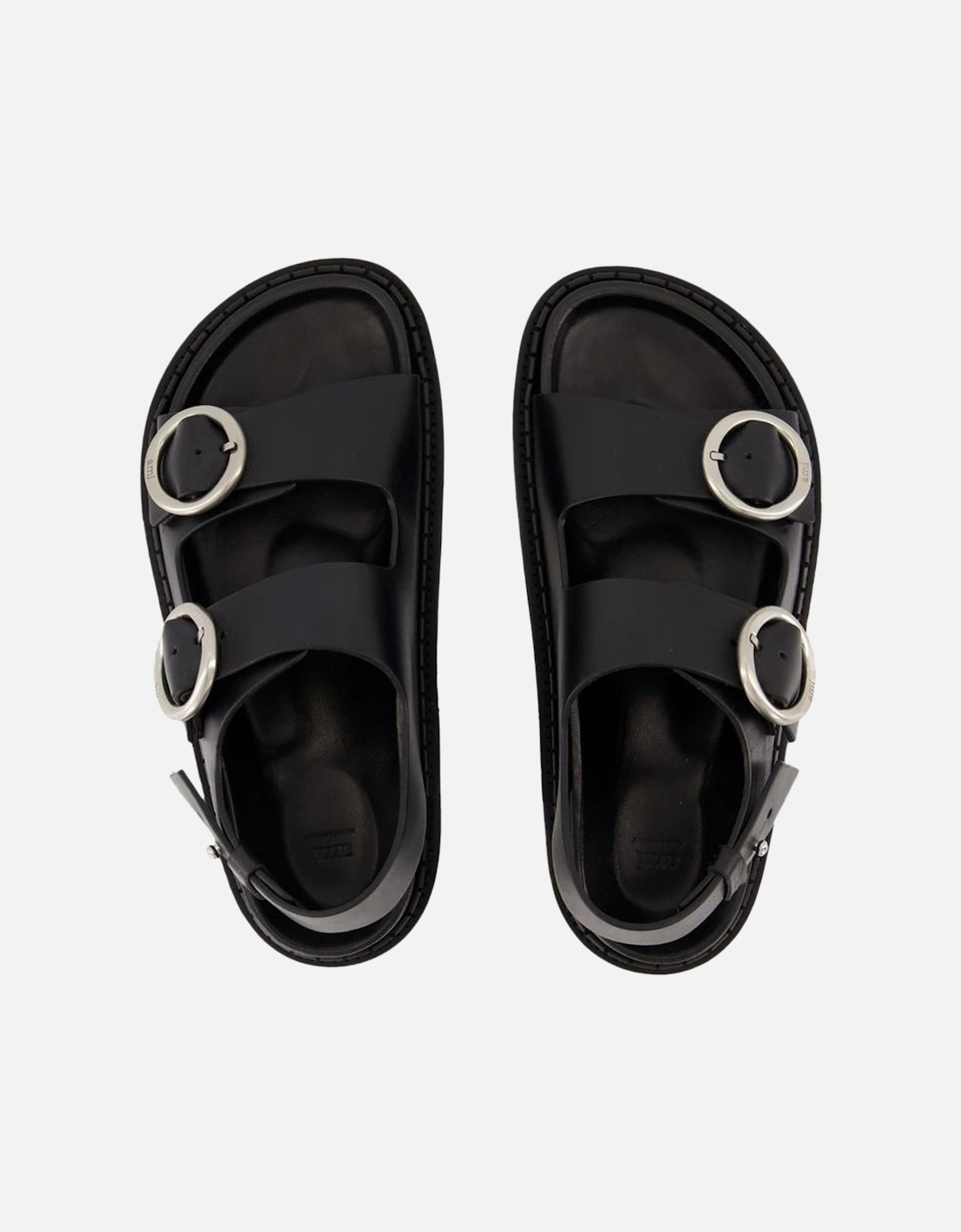 Leather Buckle Sandals Flat