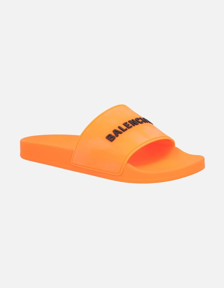 Orange Molded Rubber Pool Slide Sandals with 3D Logo