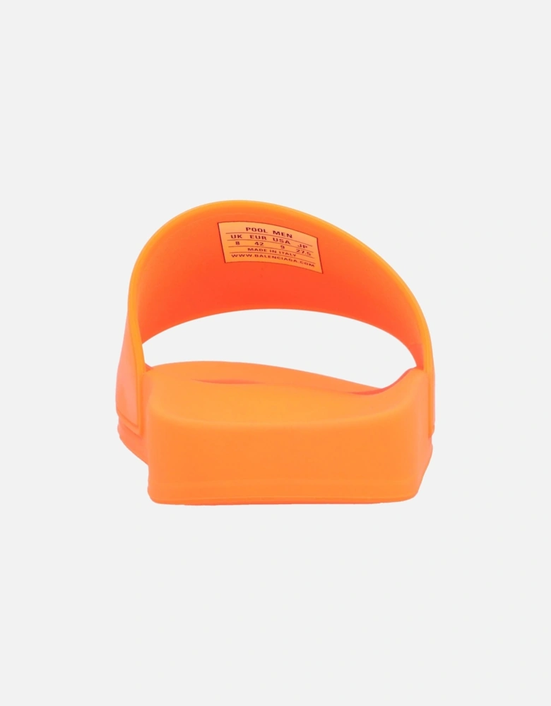 Orange Molded Rubber Pool Slide Sandals with 3D Logo