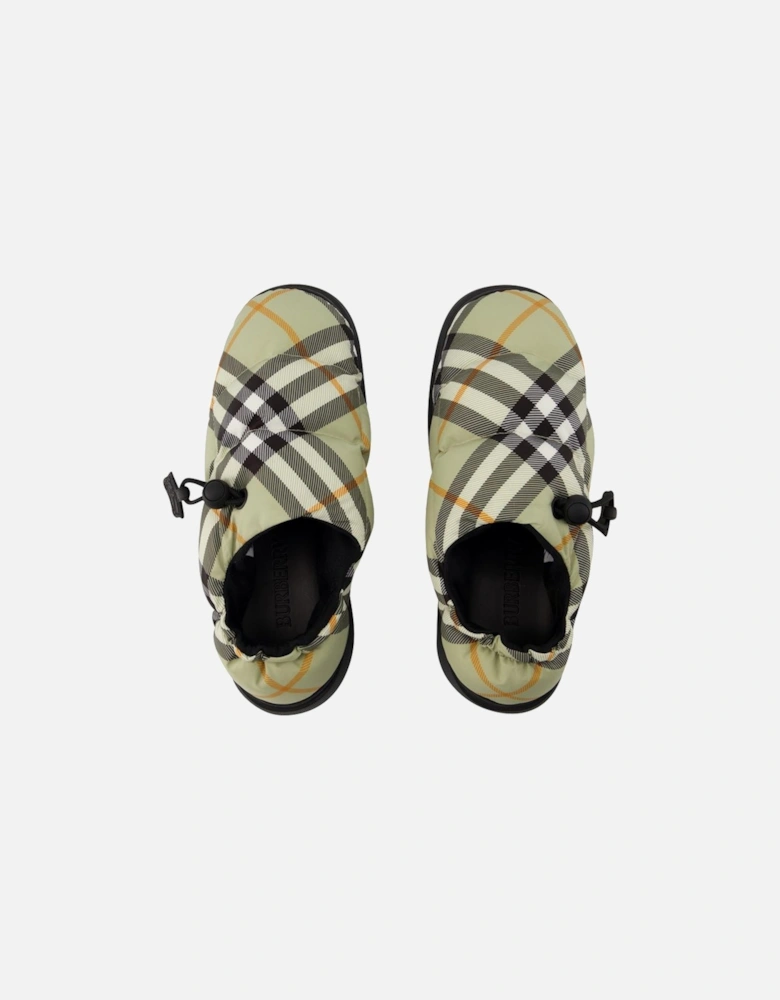 Beige Nylon Pillow Low Mules