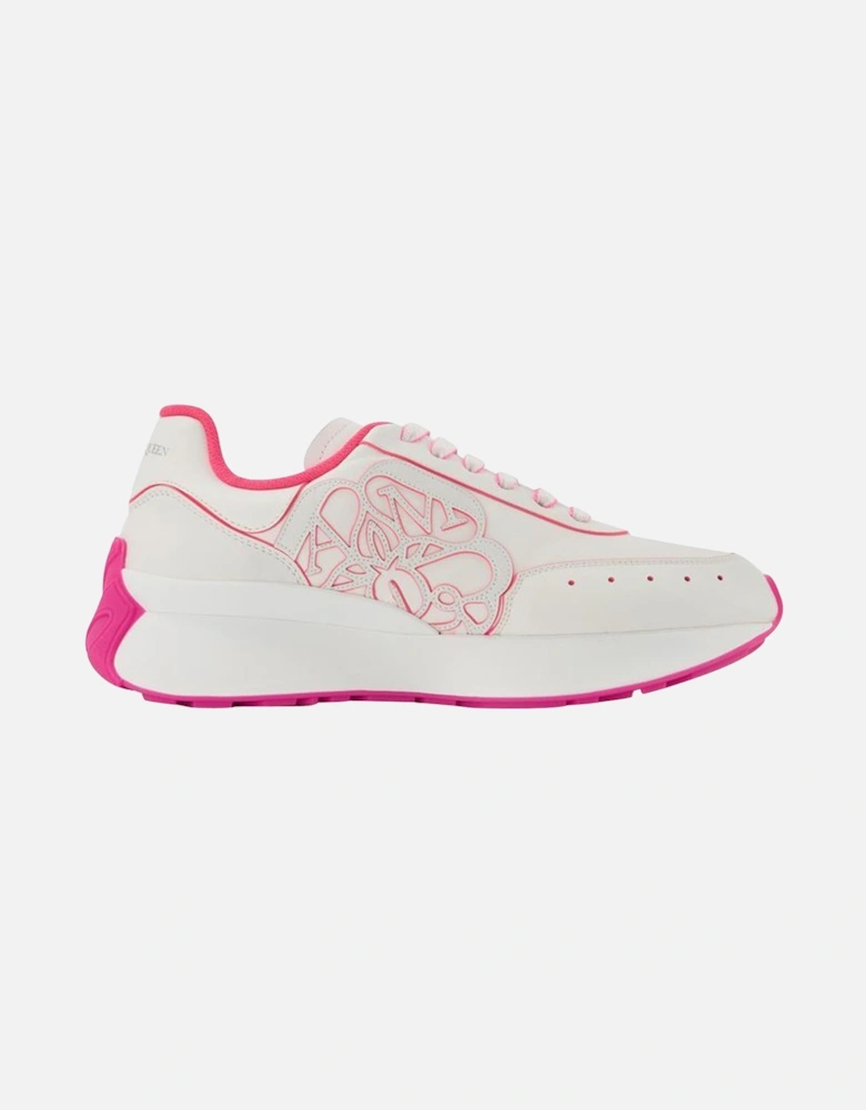 White/Silver Leather Sneakers
