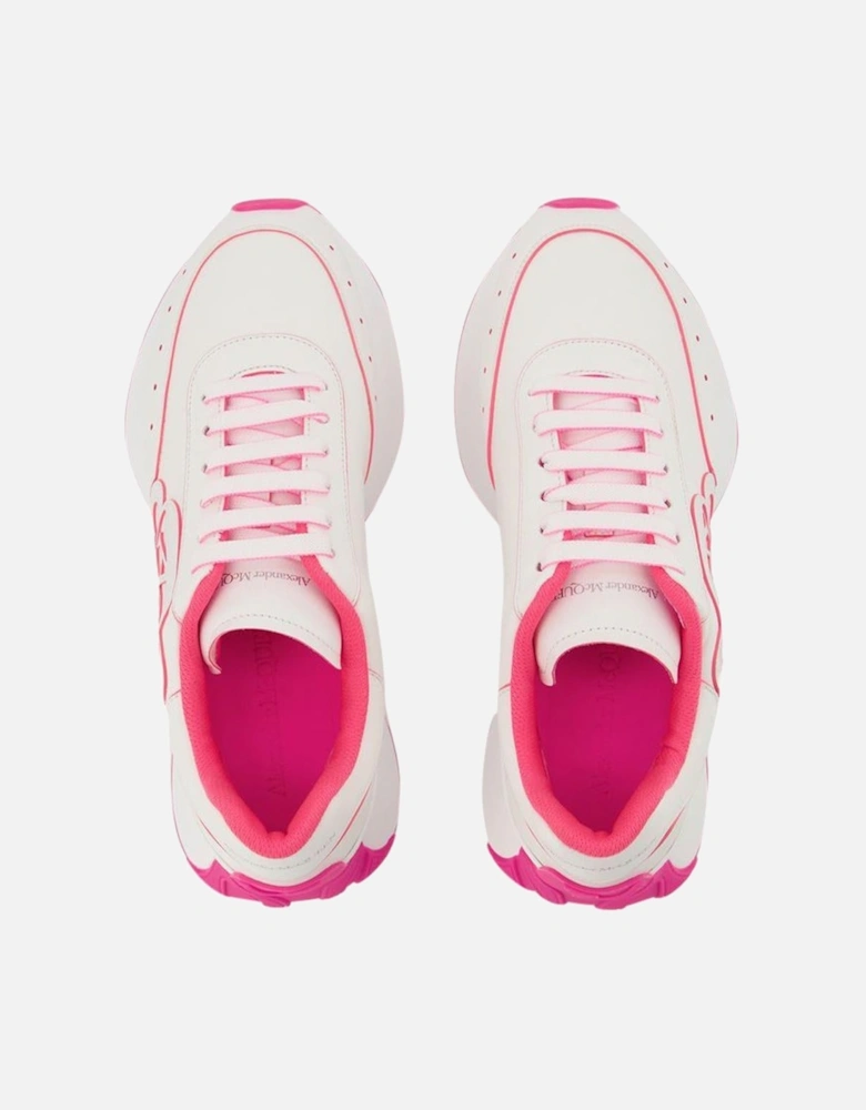 White/Silver Leather Sneakers