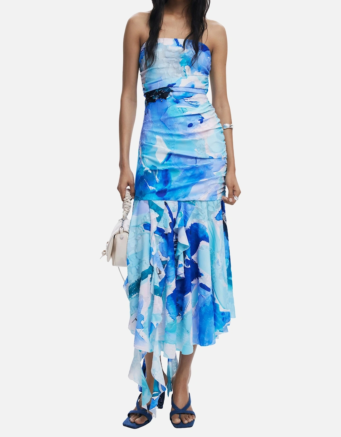 Floral Print Strapless Midi Dress, 4 of 3