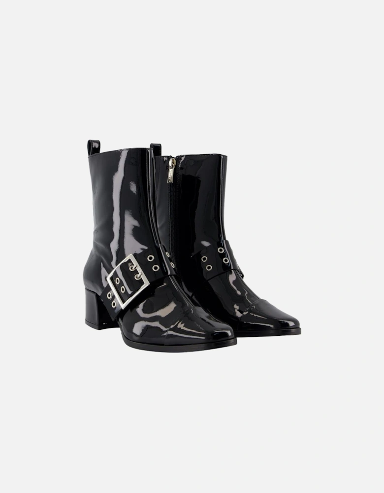 Patent Leather Buckle Boots