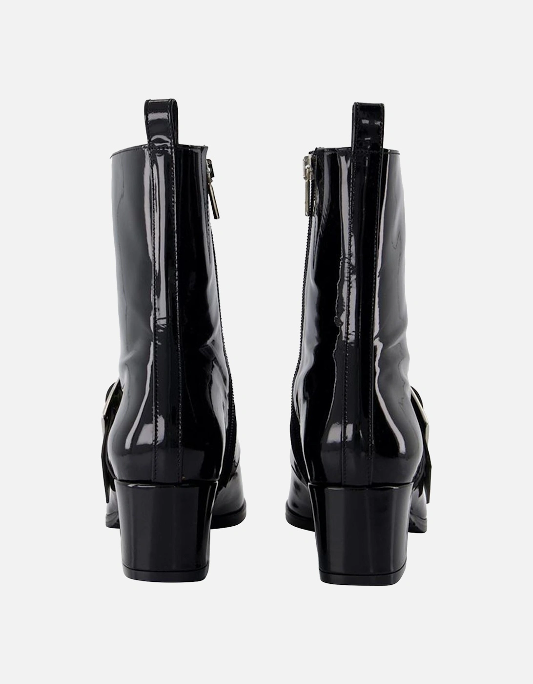 Patent Leather Buckle Boots
