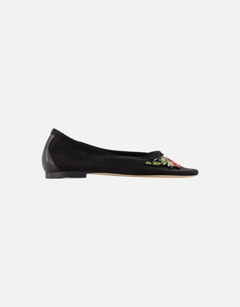 Embellished Fabric Ballet Flats