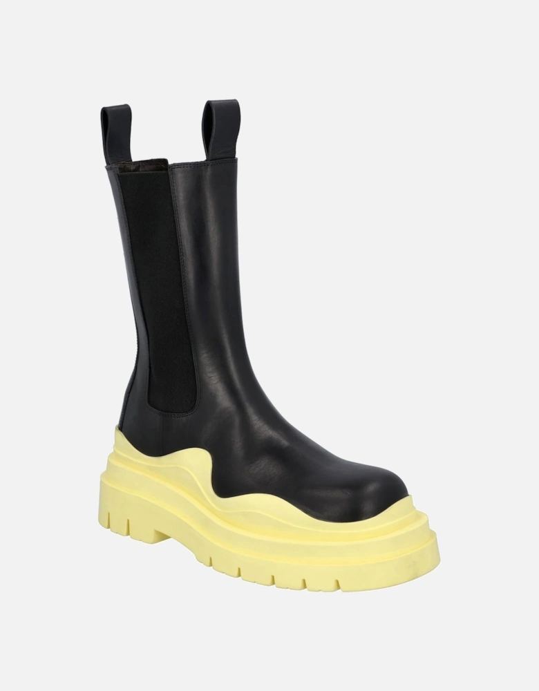 Stretch Leather Ankle Boots Padded Sole