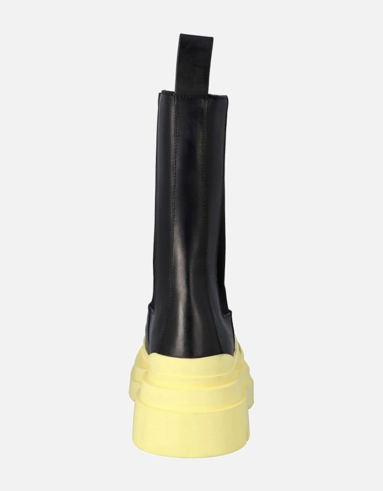 Stretch Leather Ankle Boots Padded Sole