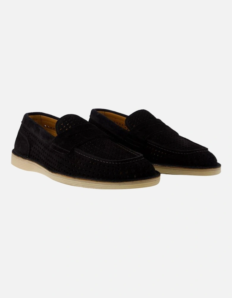 Perforated Suede Loafers