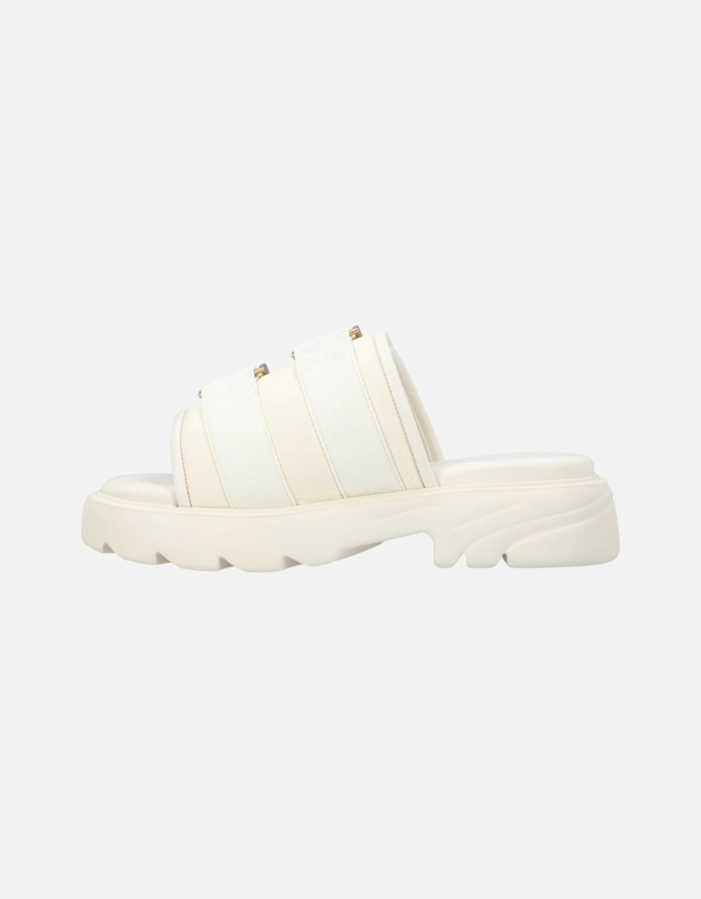 Padded Flat Sandals with Decorative Buckle and Lightweight Outsole