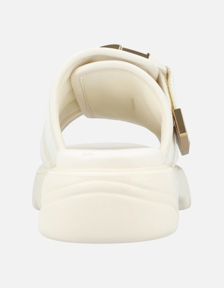 Padded Flat Sandals with Decorative Buckle and Lightweight Outsole