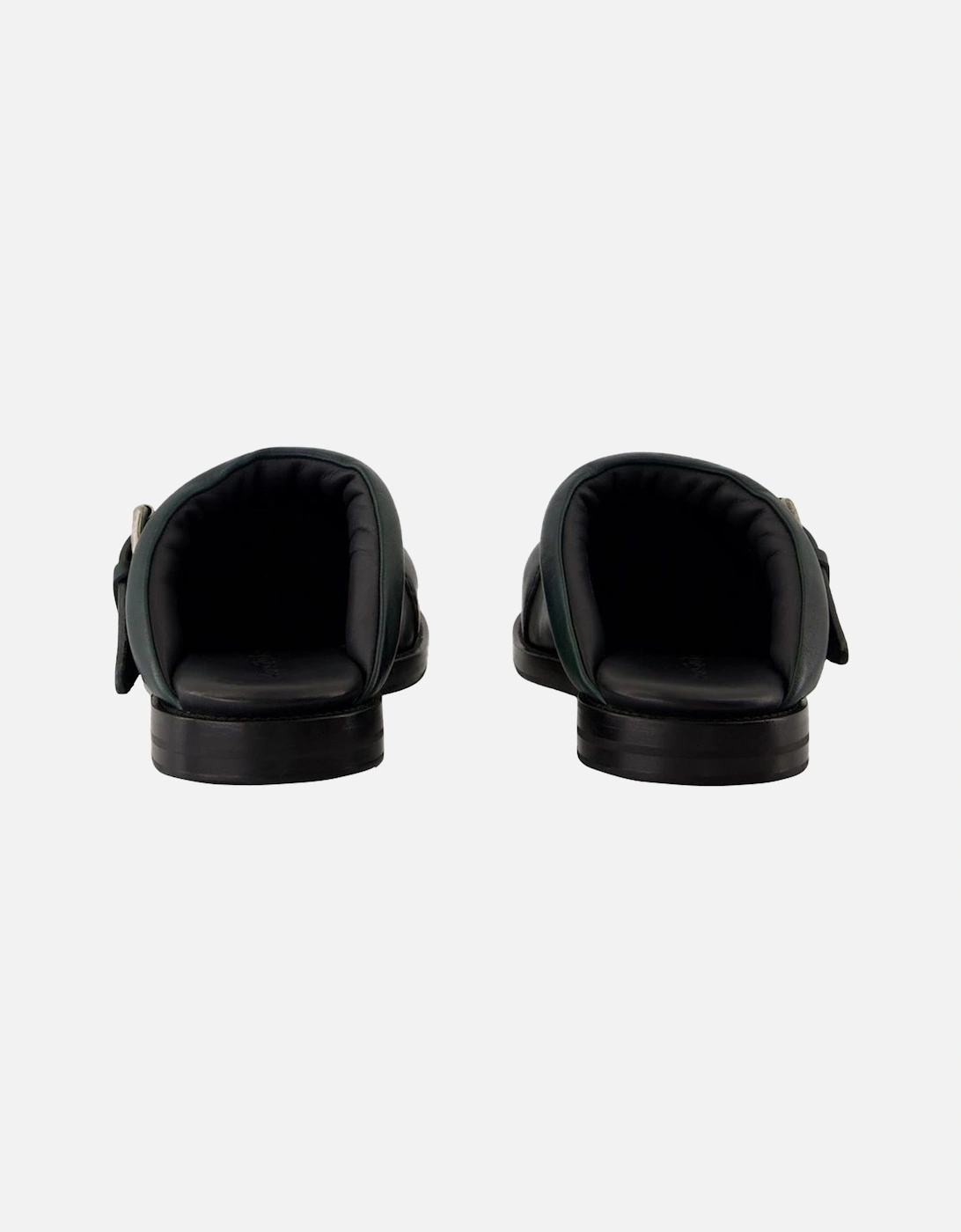 Leather Clog Mule Buckle Closure