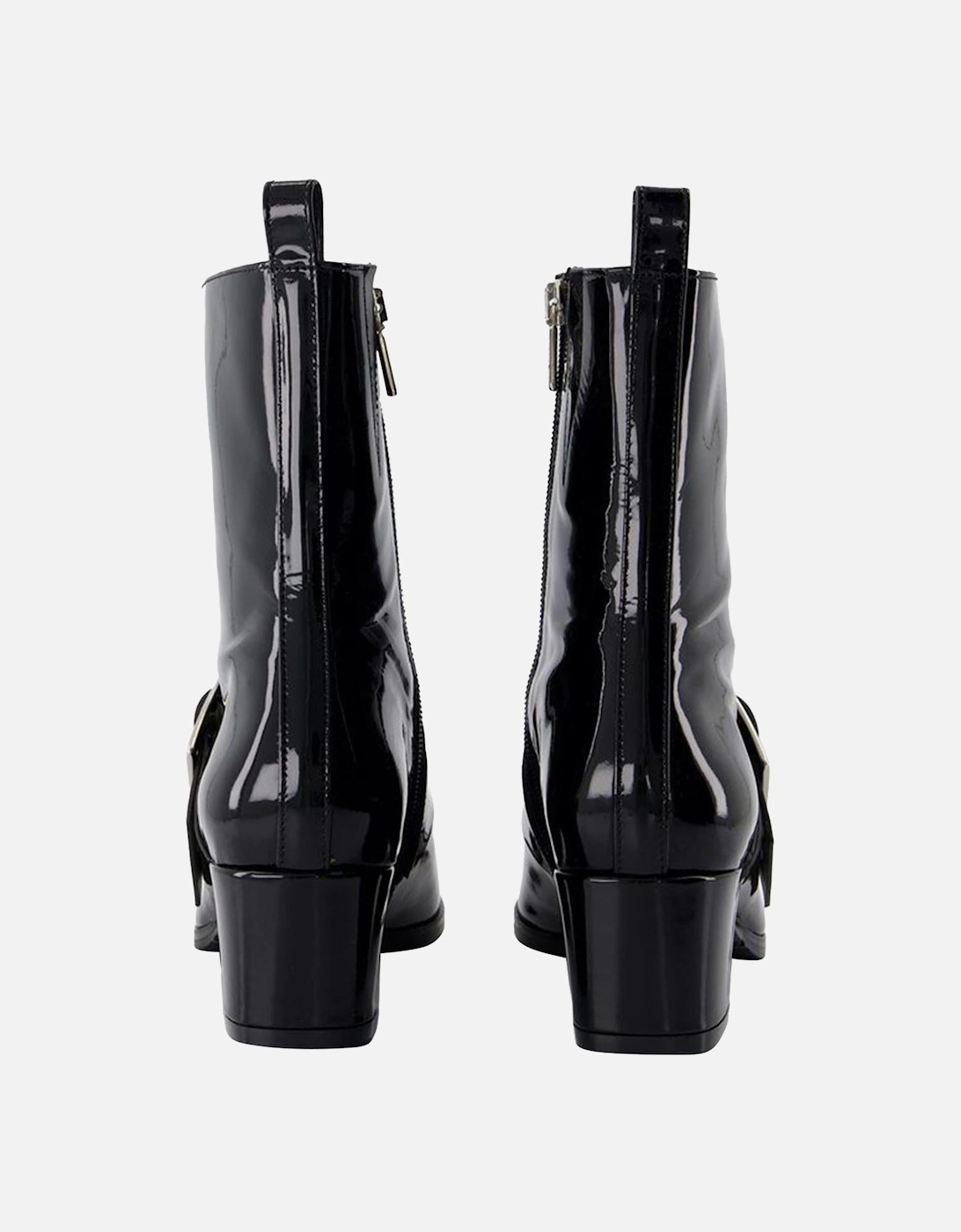 Patent Leather Buckle Ankle Boots
