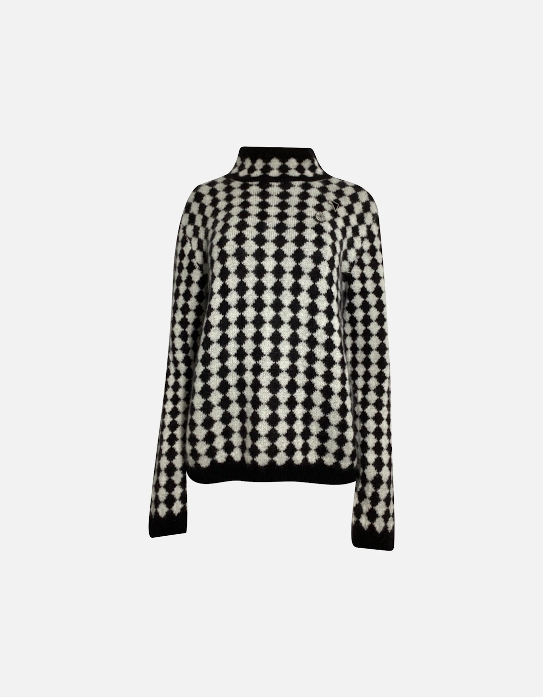 Checkerboard Pattern Mock Neck Sweater, 11 of 10