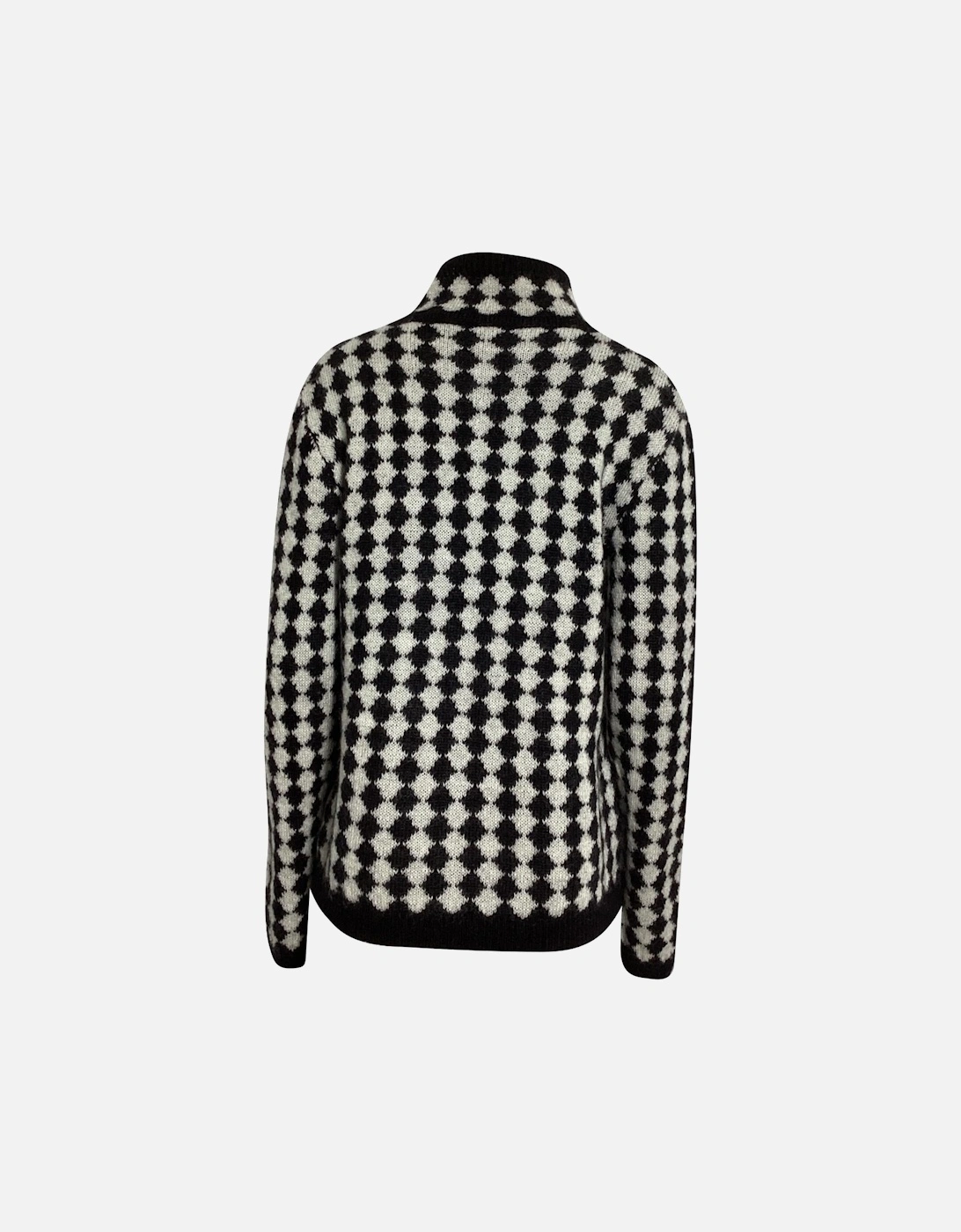 Checkerboard Pattern Mock Neck Sweater