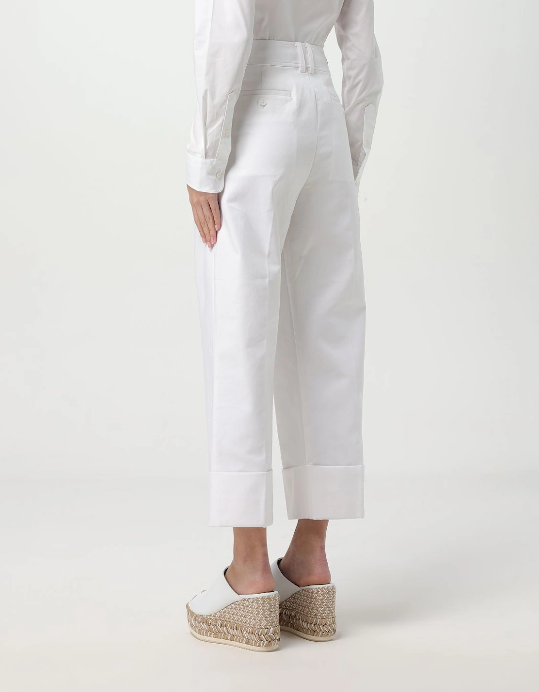 Pleated Cuffed Cotton Pants