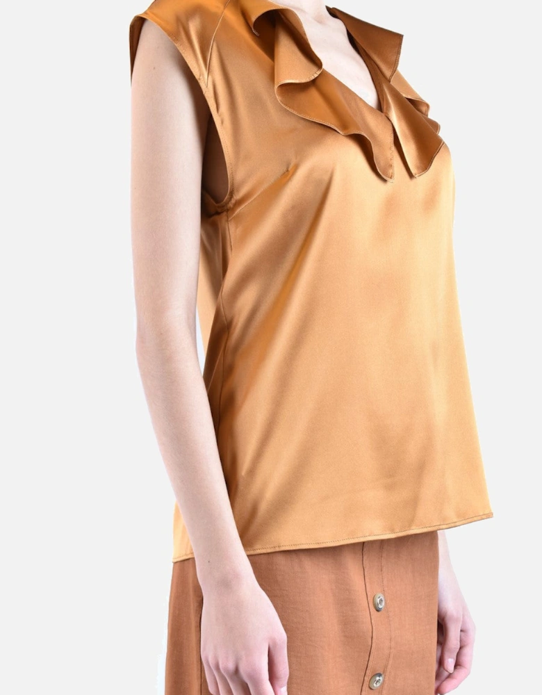 Short Sleeve Round Neck Silk Top