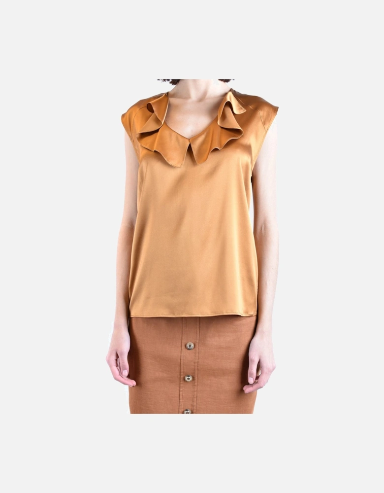 Short Sleeve Round Neck Silk Top