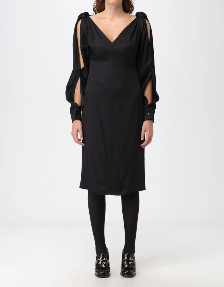 Midi Dress Shoulder Cutouts Elegant