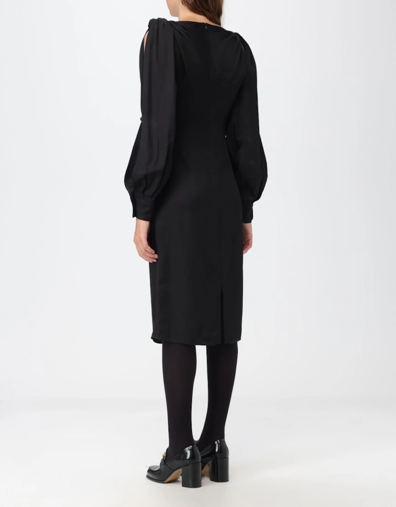 Midi Dress Shoulder Cutouts Elegant