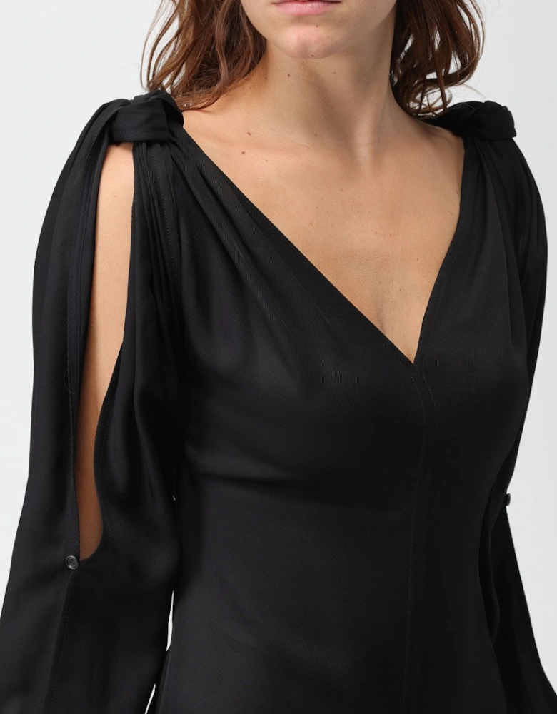 Midi Dress Shoulder Cutouts Elegant