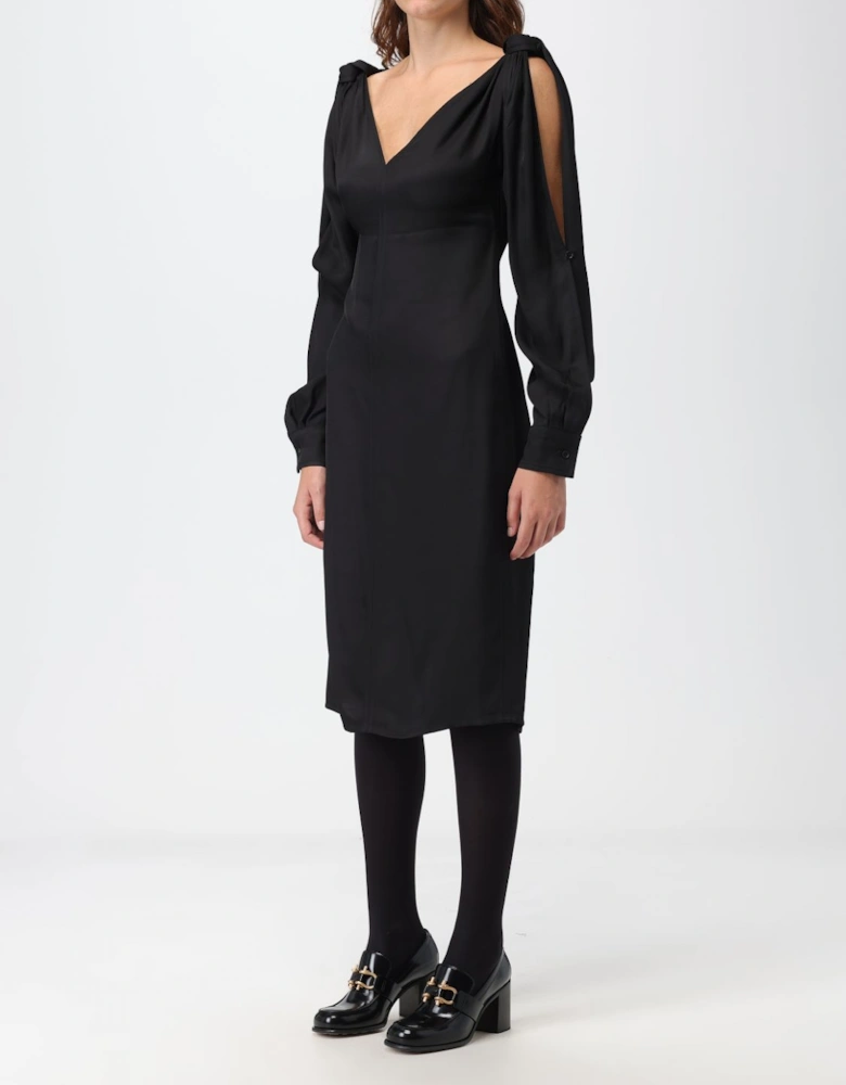 Midi Dress Shoulder Cutouts Elegant