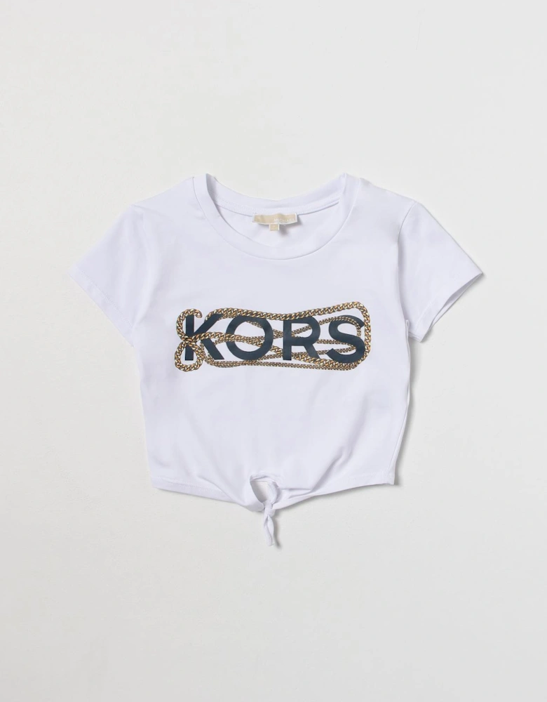 Girls Knotted Hem Chain Graphic Tee