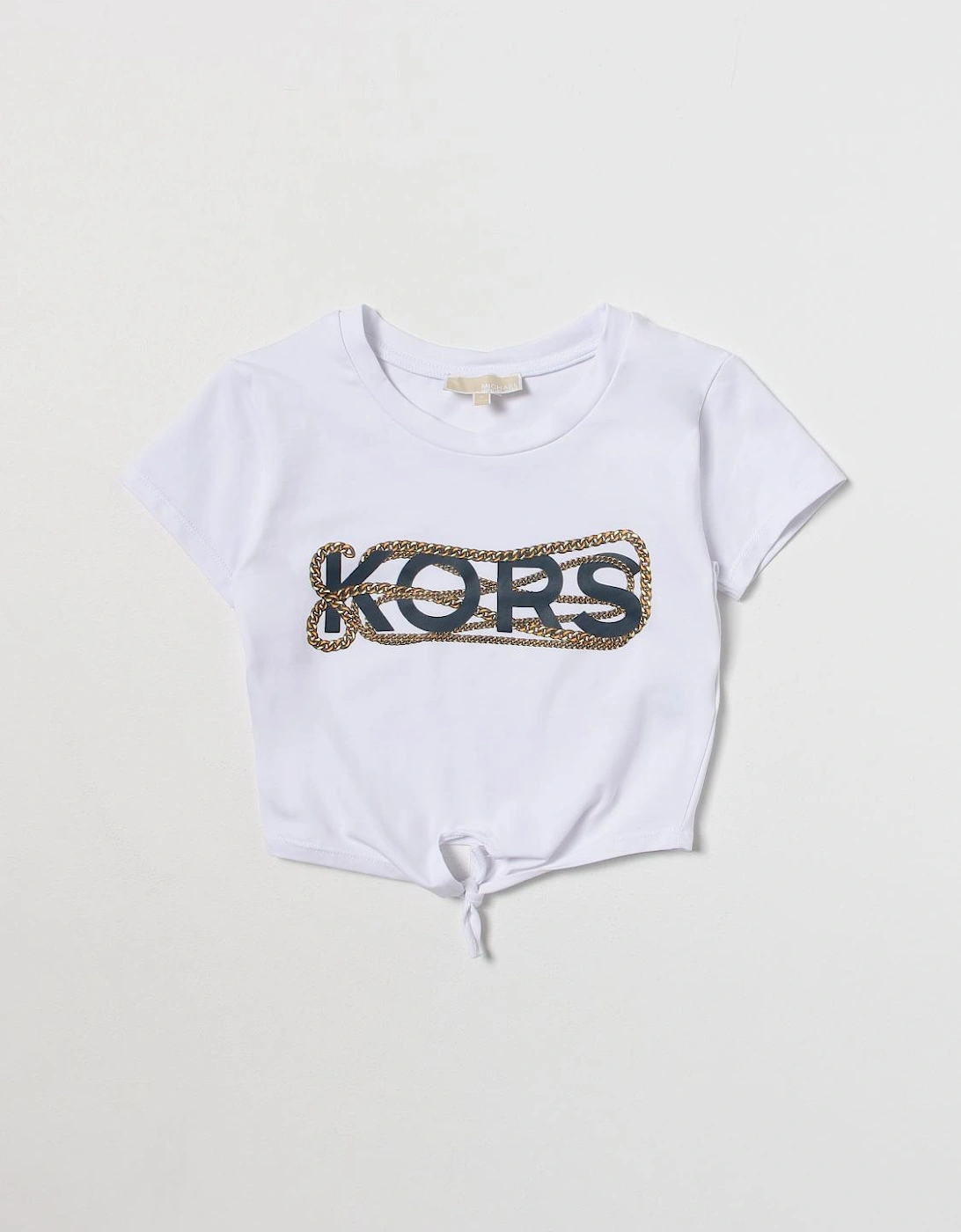 Girls Knotted Hem Chain Graphic Tee, 3 of 2