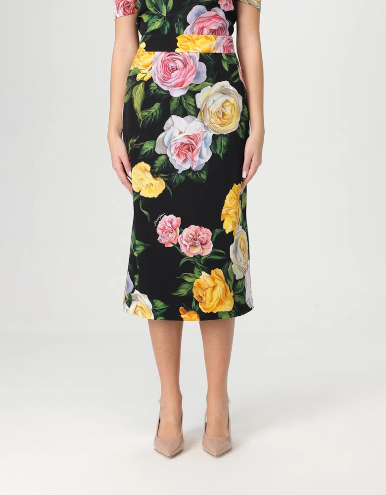 Floral Print Midi Pencil Skirt