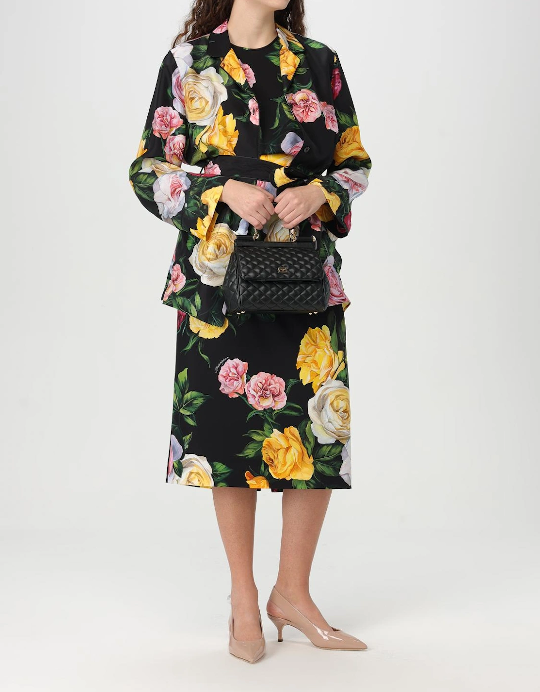 Floral Print Midi Pencil Skirt