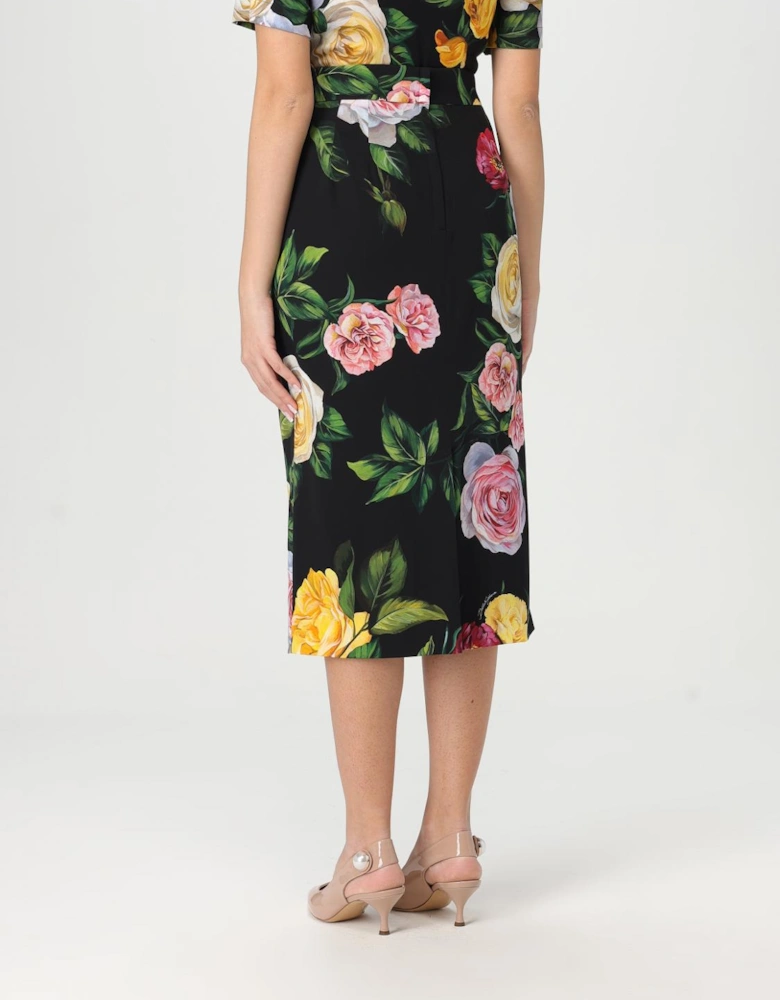 Floral Print Midi Pencil Skirt