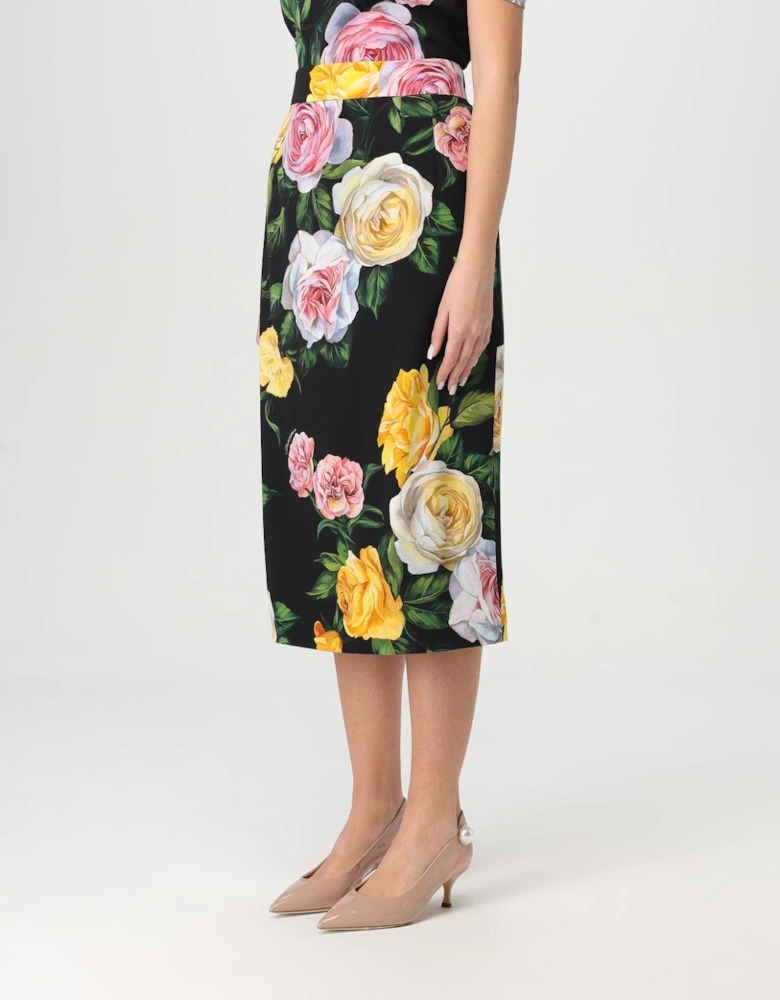 Floral Print Midi Pencil Skirt