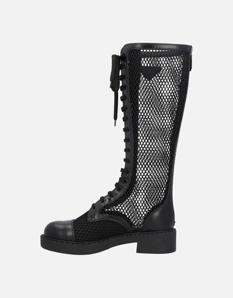 LaceUp Mesh High Top Boots