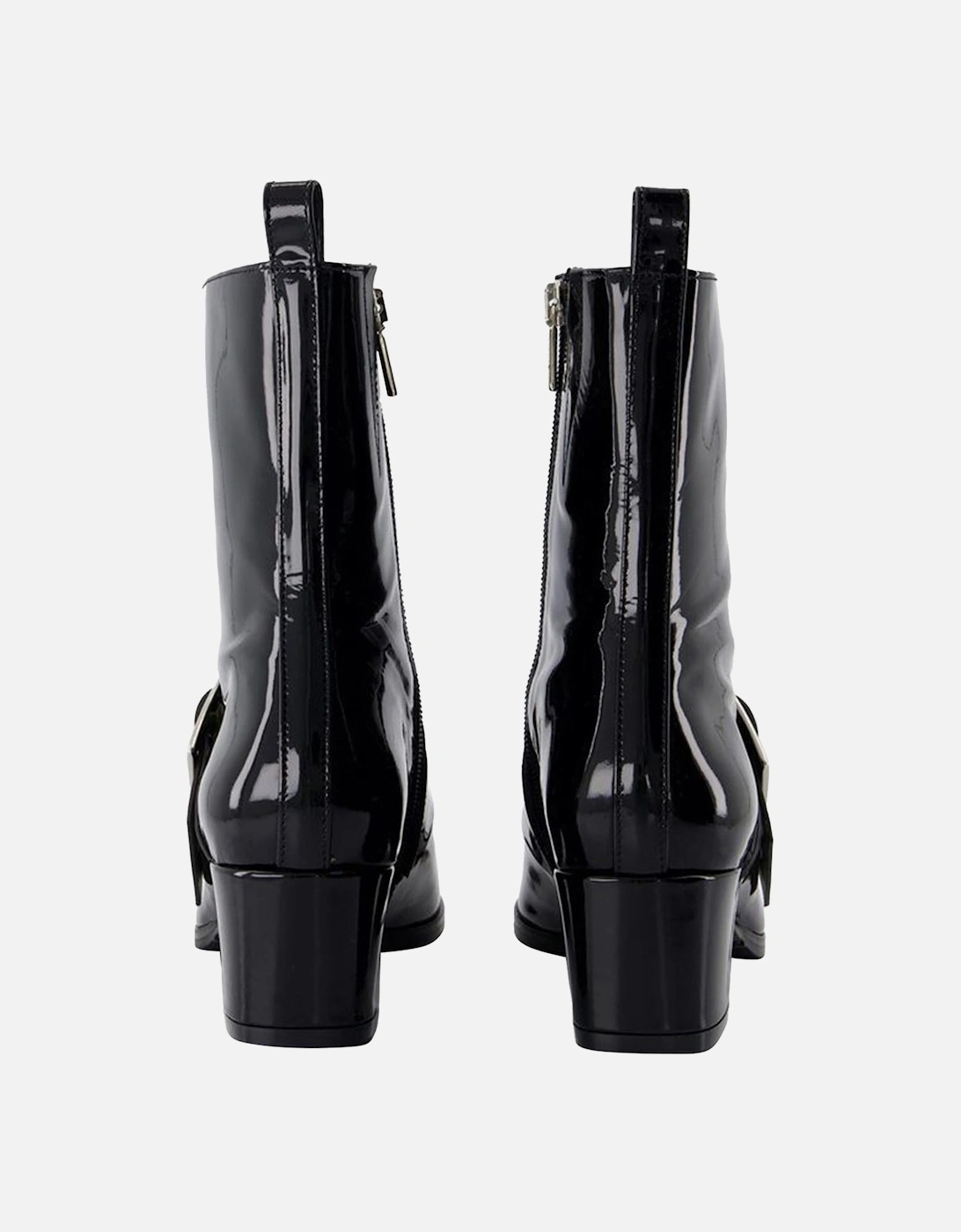Patent Leather Buckle Ankle Boots
