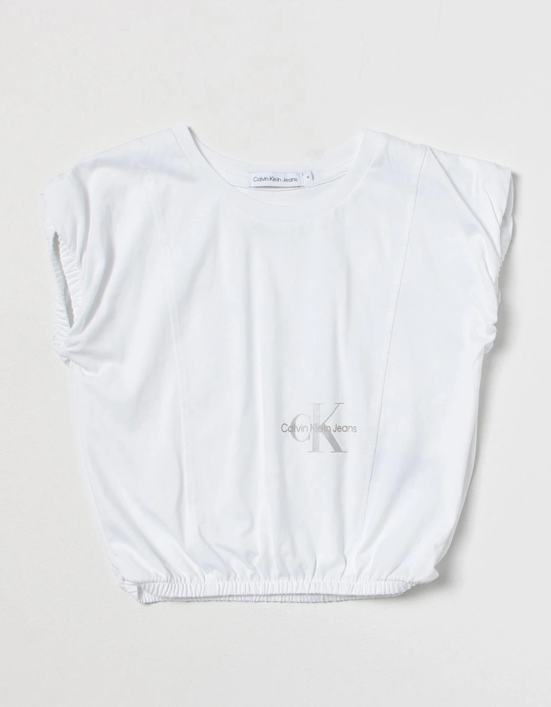 Crop Top Short Sleeves Elastic Hem