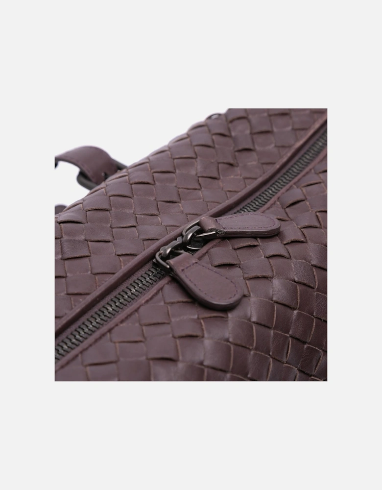 Nappa Leather Intrecciato Boston Bag with Rolled Handles