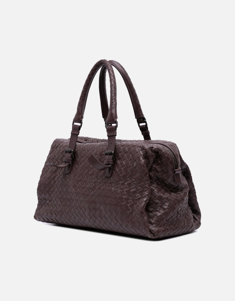 Nappa Leather Intrecciato Boston Bag with Rolled Handles