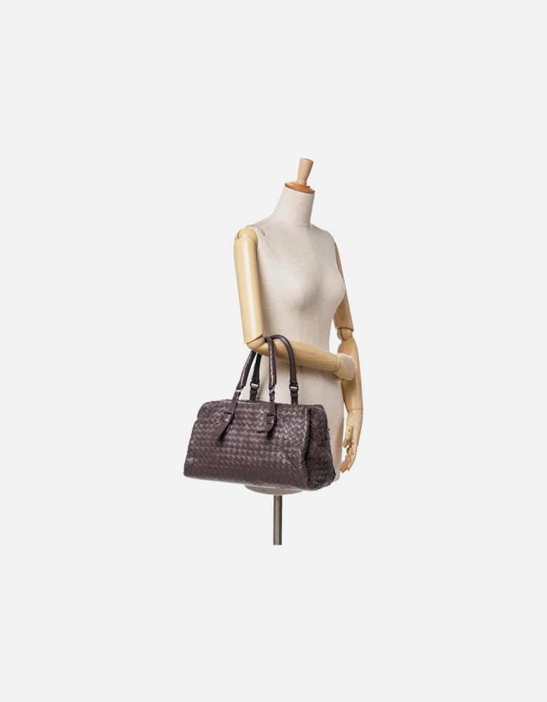 Nappa Leather Intrecciato Boston Bag with Rolled Handles