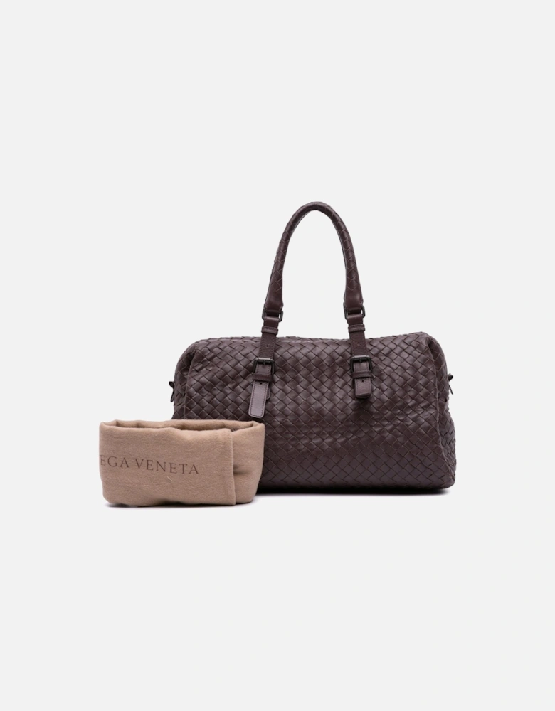 Nappa Leather Intrecciato Boston Bag with Rolled Handles