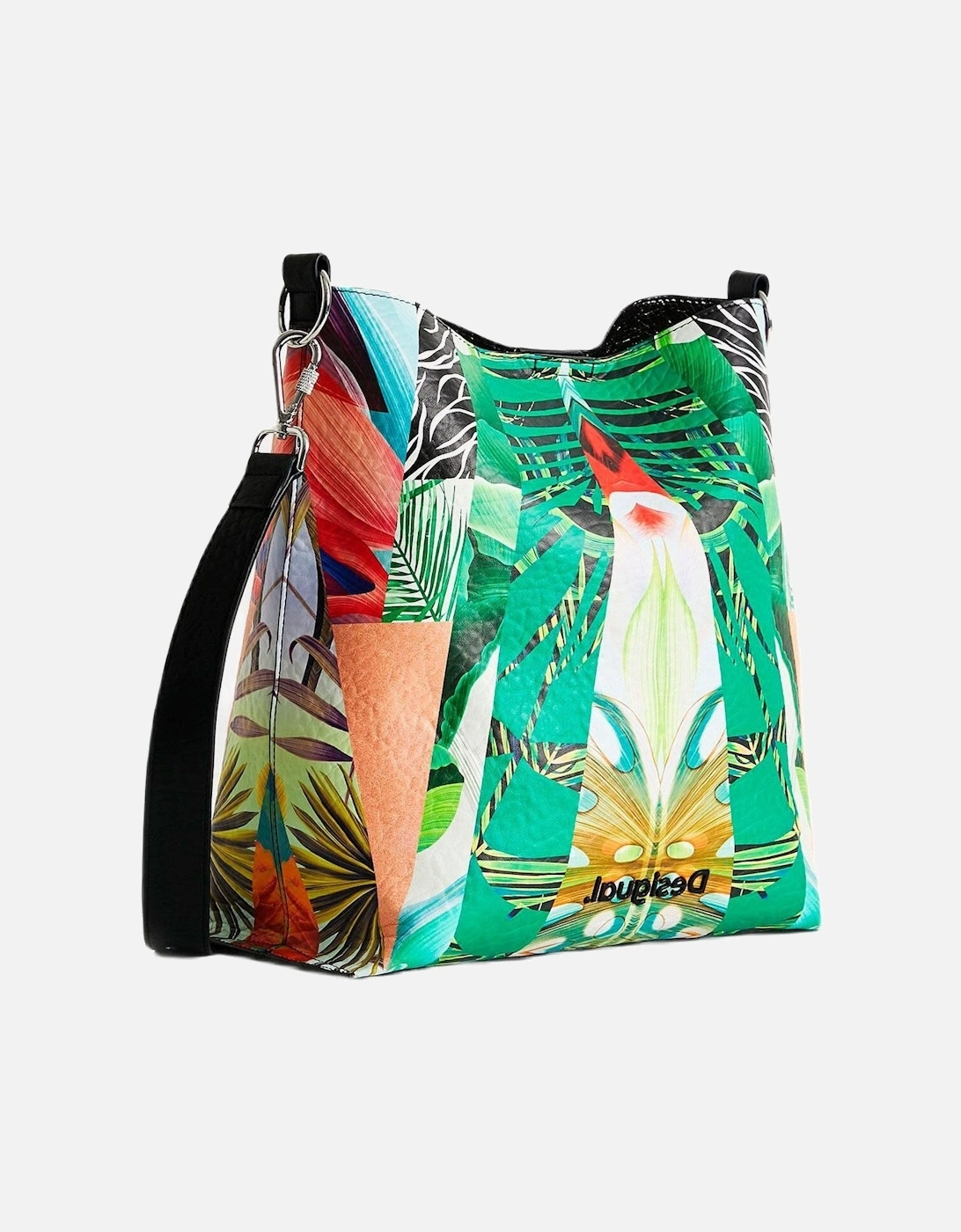 Floral Pattern Handbag with Zip and Shoulder Strap