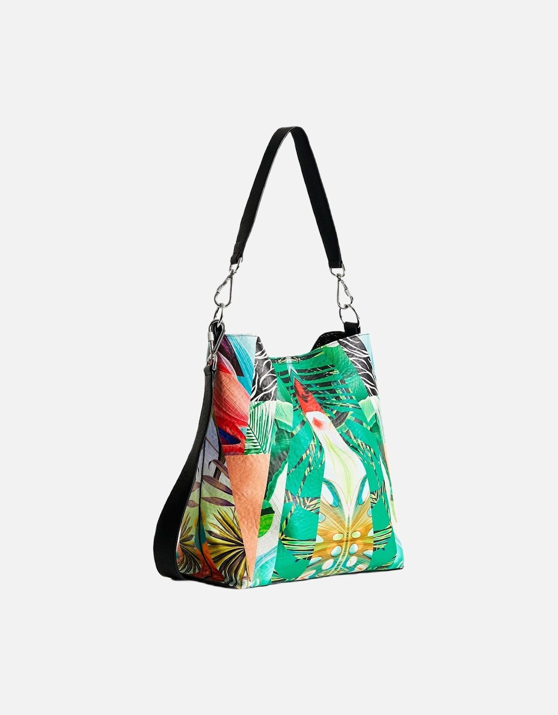 Floral Pattern Handbag with Zip and Shoulder Strap